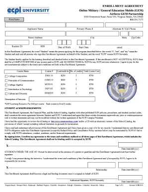 ECPI University Enrollment Agreement