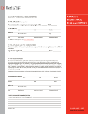 Graduate Professional Recommendation Form