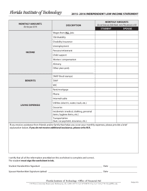 Independent Low Income Statement