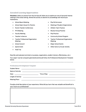 Professional Development Activity Report