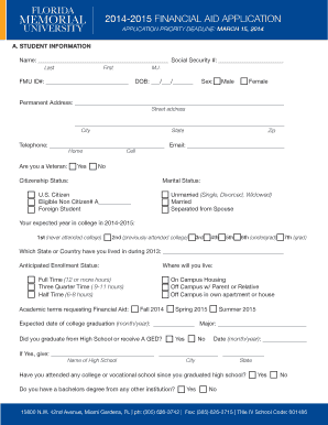 Florida Memorial University Financial Aid Application