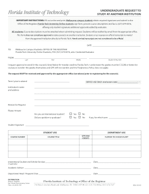 Undergraduate Request to Study at Another Institution