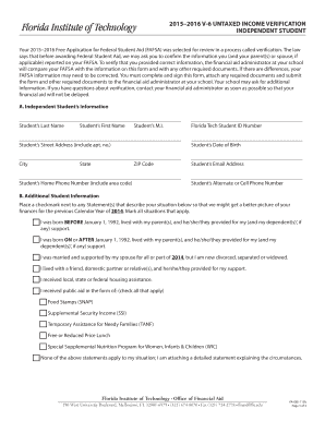 2015–2016 Untaxed Income Verification Form