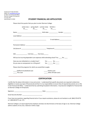 Student Financial Aid Application