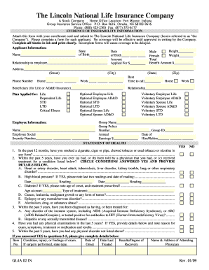 Evidence of Insurability Form