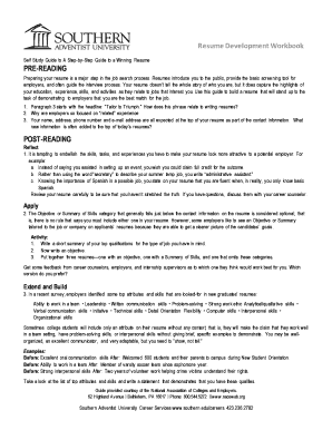 Resume Development Workbook