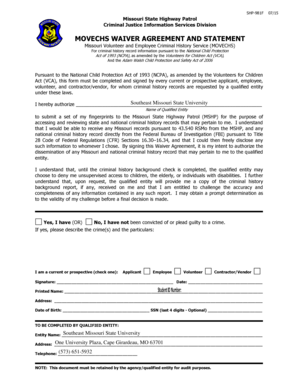 Missouri Movechs Waiver Agreement