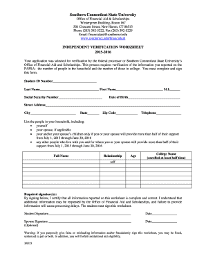 Independent Verification Worksheet