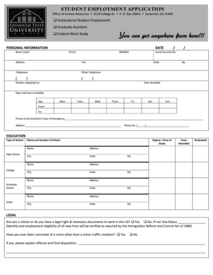 Student Employment Application