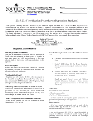 2015-2016 Verification Worksheet