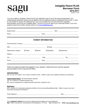 Ineligible Parent PLUS Borrower Form