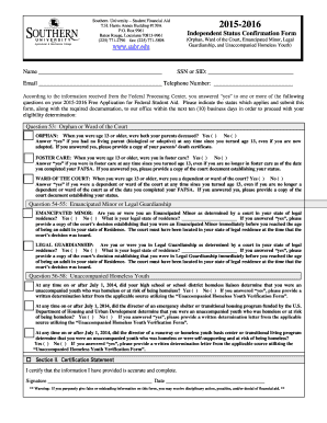 Independent Status Confirmation Form