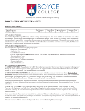 Boyce College Application Form