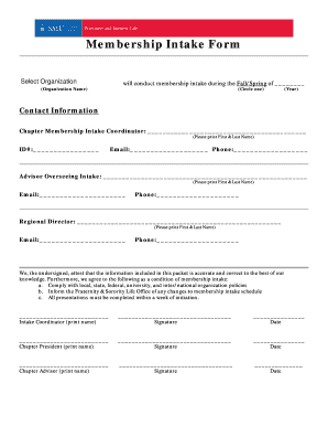 Membership Intake Form