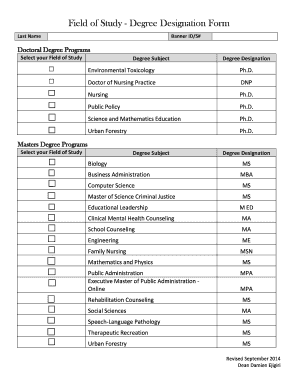 Field of Study Degree Designation Form