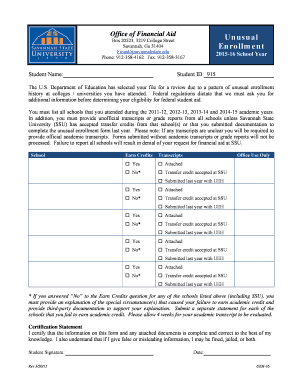 Unusual Enrollment History Form
