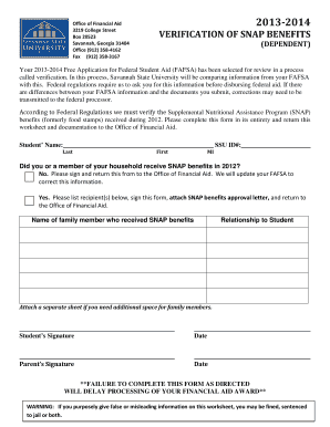 SNAP Benefits Verification Form