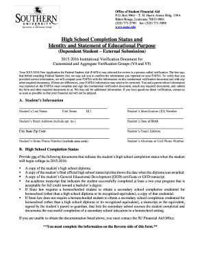 2015-2016 FAFSA Verification Form