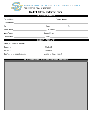 Student Witness Statement Form