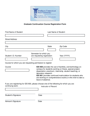 Graduate Continuation Course Registration Form