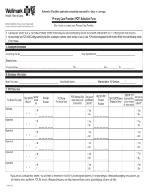 Primary Care Provider Selection Form