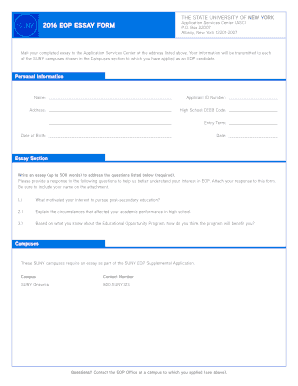 SUNY EOP Essay Form