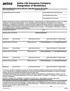 Aetna Life Insurance Beneficiary Designation Form