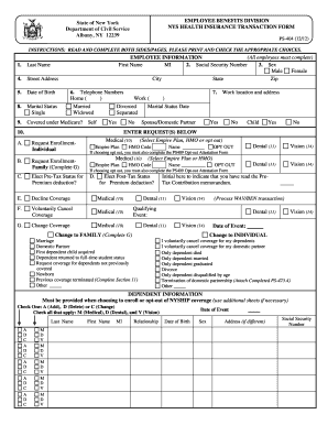 NYS Health Insurance Transaction Form