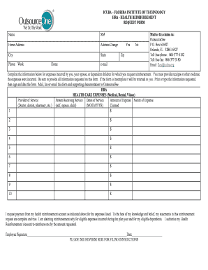 Florida Tech Health Reimbursement Request Form