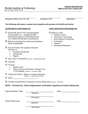 Employee Exit Checklist