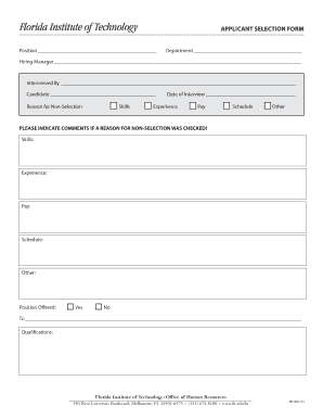 Applicant Selection Form