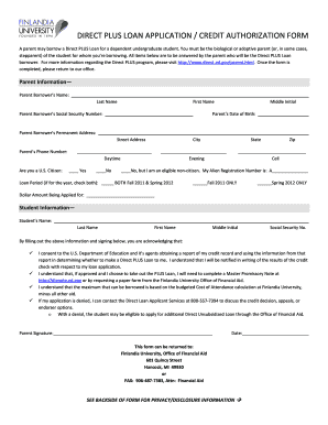 Direct PLUS Loan Application Form