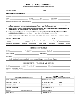 Fisher College Refund Request Form