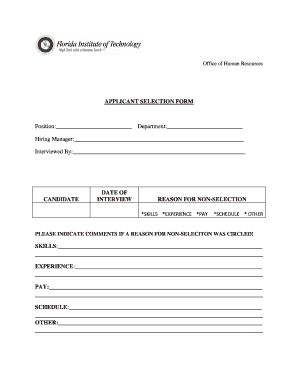 Applicant Selection Form