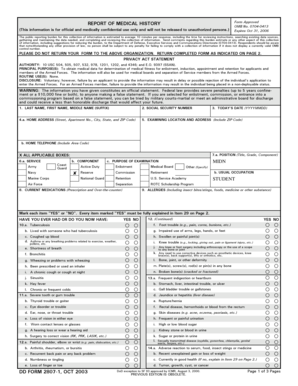 Report of Medical History Form
