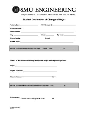 Student Declaration of Change of Major