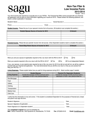Non-Tax Filer Low Income Form