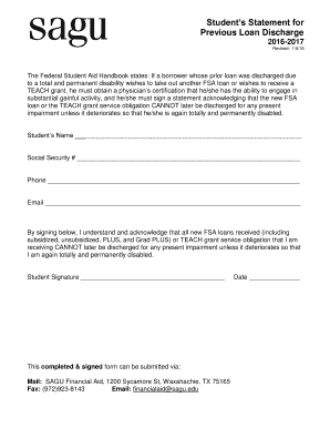 Student Statement for Previous Loan Discharge