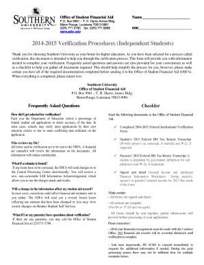 2014-2015 Verification Worksheet