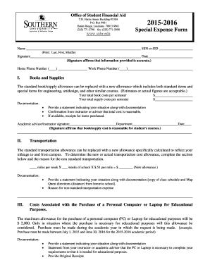 Special Expense Form
