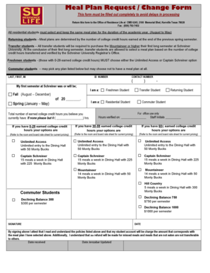 Meal Plan Request Form
