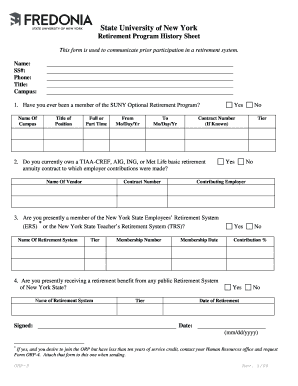 SUNY Retirement Program Election Form