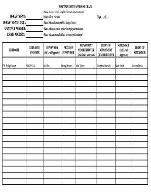 Webtime Entry Approval Chain Form