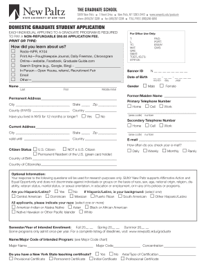 SUNY New Paltz Graduate Student Application