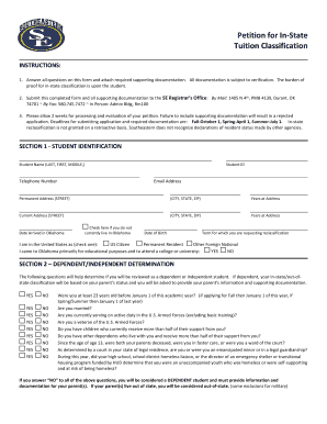 Petition for In-State Tuition Classification
