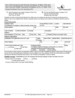 Sun Life Voluntary STD Group Enrollment Form