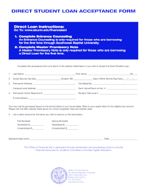 Direct Student Loan Acceptance Form