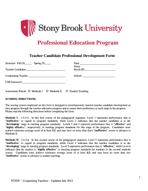 Teacher Candidate Professional Development Form