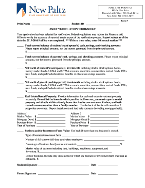 Asset Verification Worksheet