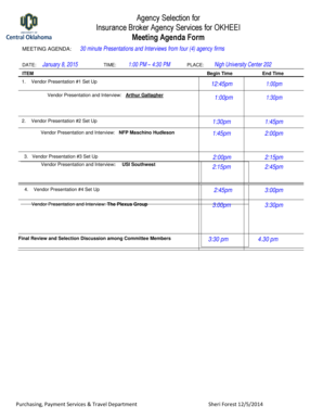 Meeting Itinerary Template from www.pdffiller.com